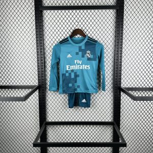 2017/2018 Retro Long Sleeve Real Madrid Third Away Football Shirt 1:1 Thai Quality Kids Size