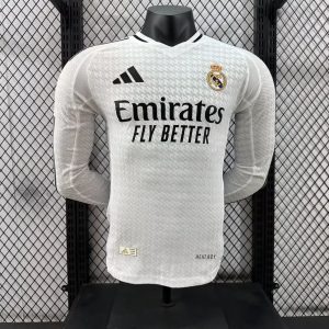 2024/2025 Player Version Real Madrid Home Long Sleeve Jersey 1:1 Thai Quality